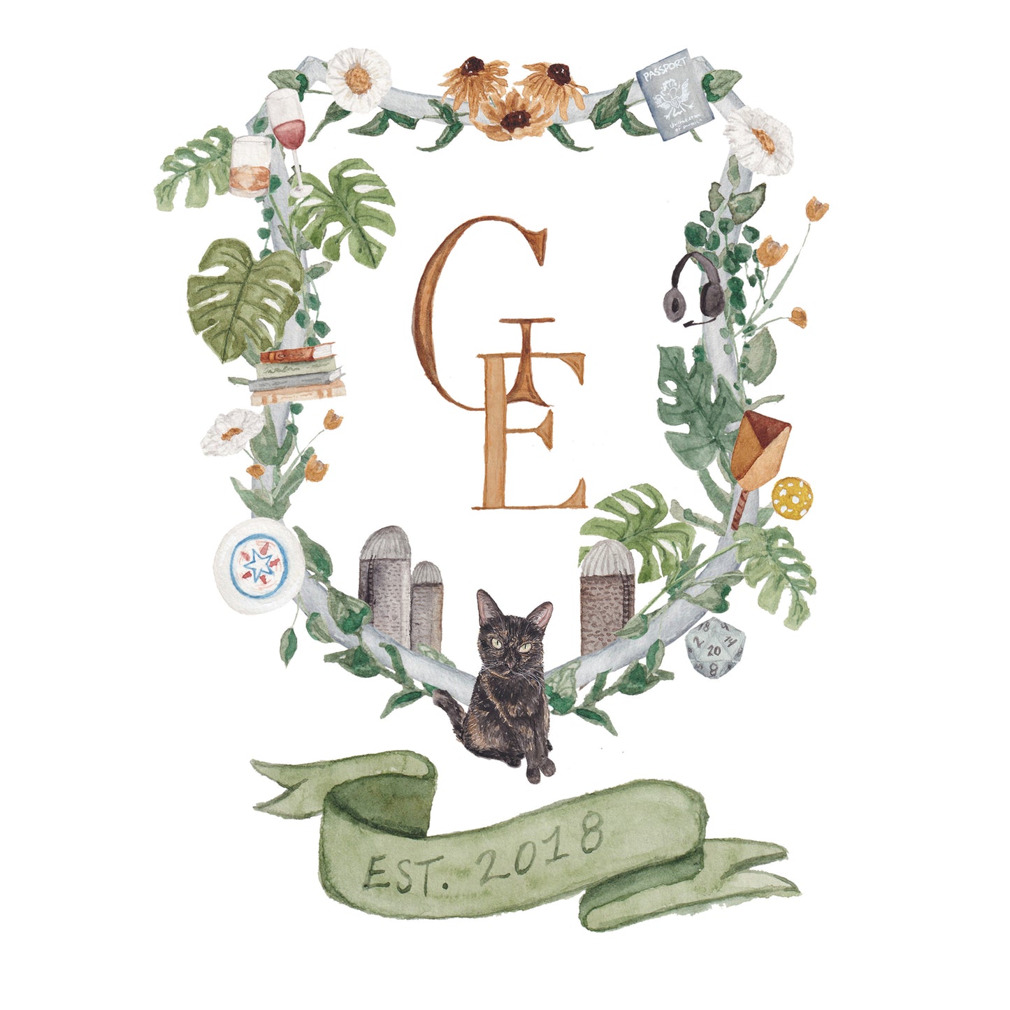 Custom Watercolor Crest